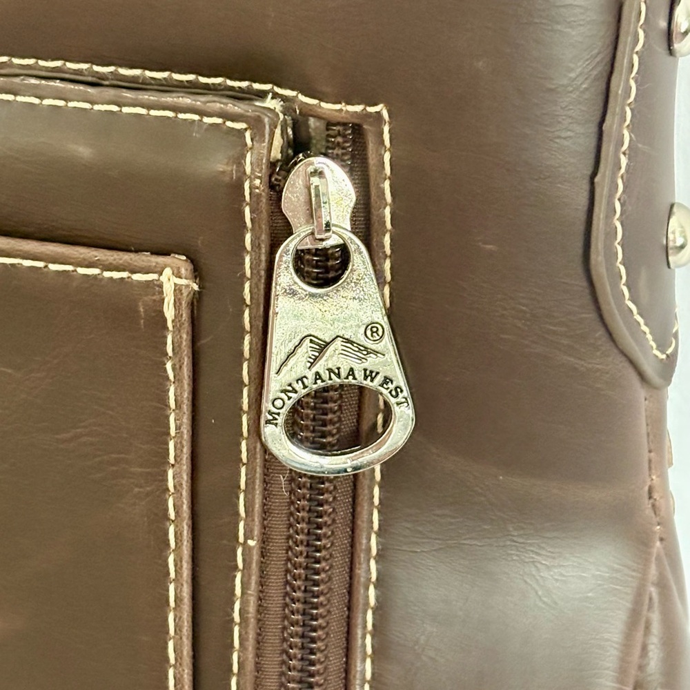 Montana West Western Style Tooled Leather And Studded Crossbody - Picture 4 of 15